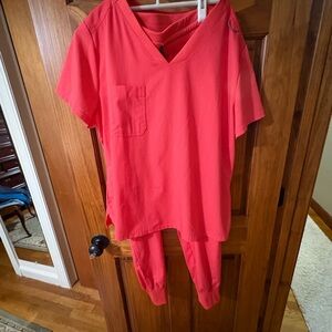 Grey's Anatomy orangeV-Neck Scrub Top and bottom. GUC